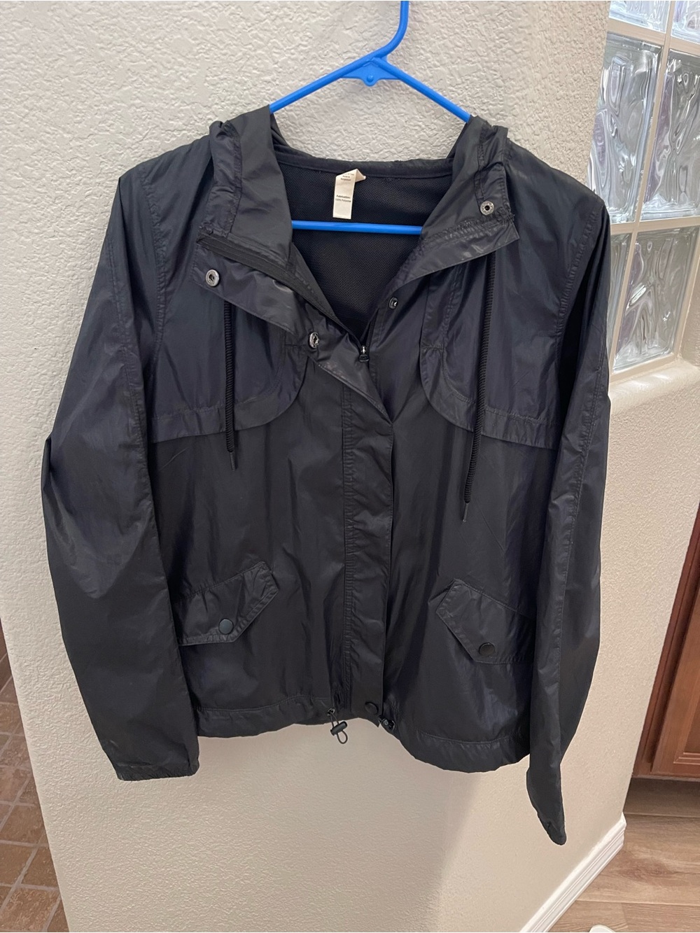 Women's Black Hooded Utility Jacket - Lightweight Water-Resistant Coat